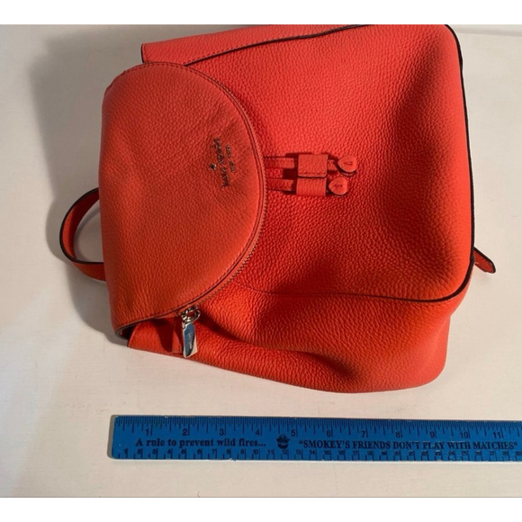 Kate Spade Leila Vibrant Orange Medium Flap Leather Backpack | One Size | EUC - Picture 6 of 11